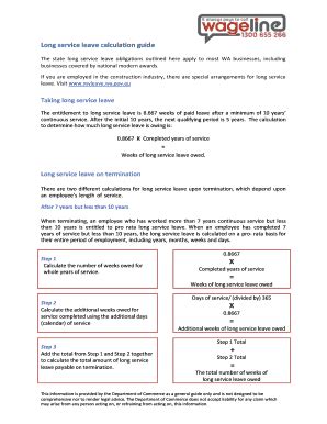 Fillable Online Long service leave calculation guide Fax Email Print ...