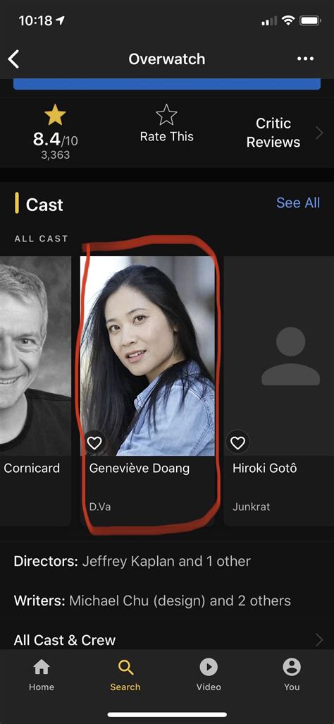 I was looking voice actors in Overwatch from the IMDb app and I came ...