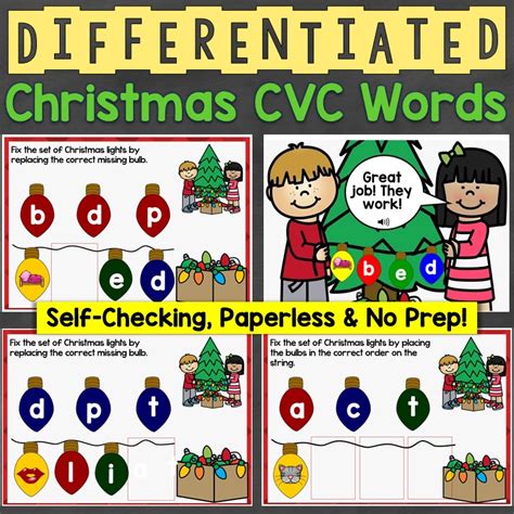 Christmas CVC Words Differentiated - Lessons for Little Ones by Tina O'Block