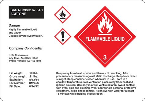 Custom GHS Pictogram Labels LZS451