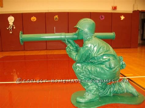 Homemade Plastic Green Army Man Halloween Costume for a Boy