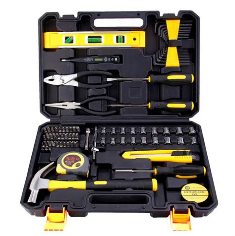 78Pcs Hand Tool Set General Household Hand Tool Kit with Plastic Toolbox Hex Socket Wrench ...