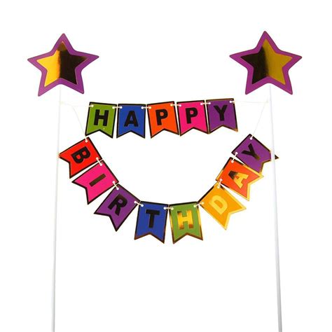 Happy Birthday Cake Topper Banner, 11-1/2-Inch - Walmart.com