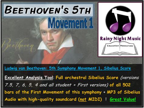 HSC Music 2 Stage 6 Beethoven 5th Symphony Movement 1 Sibelius Scores for Analysis | Teaching ...