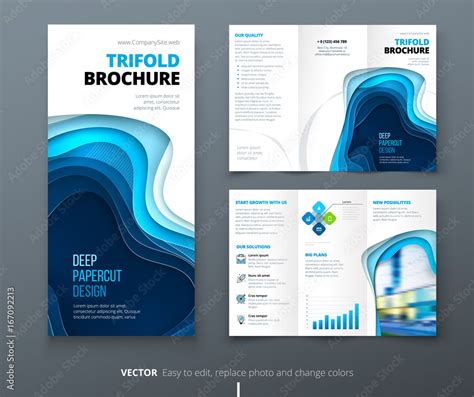 Business tri fold brochure design. Blue green corporate business ...