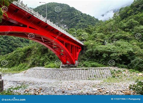 Landmark the Taroko Red Bridge in Taroko National Park at Hualien, Taiwan Stock Photo - Image of ...