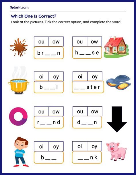 Diphthongs Worksheets for 2nd Graders Online - SplashLearn