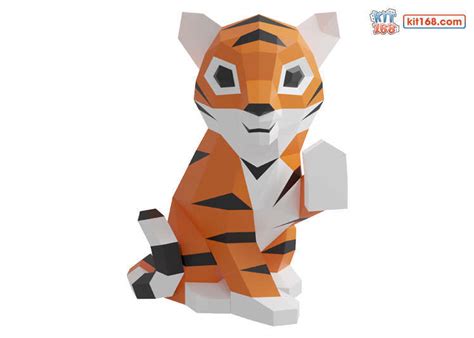 Hổ con 3D - Kit168 Đồ Chơi Mô Hình Giấy Download Miễn Phí - Free Papercraft Toy