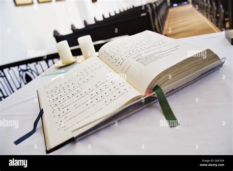 book of prayers in a church Stock Photo - Alamy