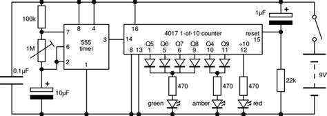 controller - 4017 counter: Why do some LEDs have multiple connections in this traffic light ...