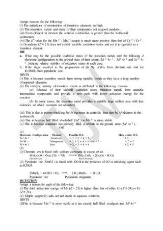 d and f block elements NOTES XII | PDF