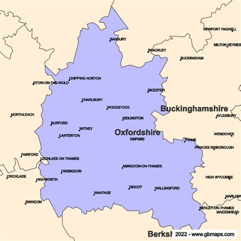 Oxfordshire County Boundaries Map