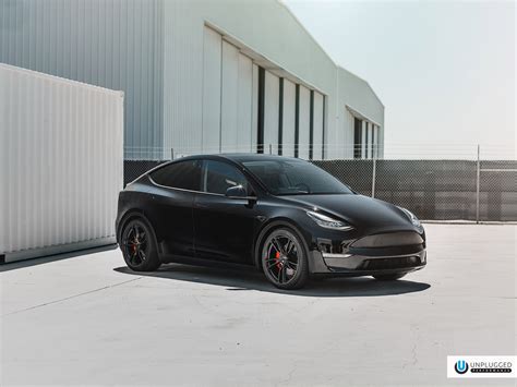 Midnight Black Tesla Model Y - UP-02 Forged Wheels - Unplugged Performance