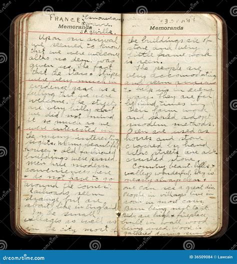 American WWI Soldier Diary Pages Stock Photo - Image: 36509084