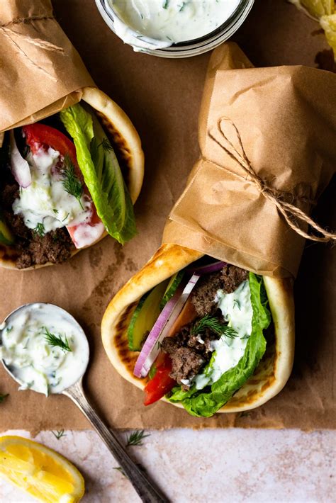 Easy Ground Beef Gyros with Tzatziki Sauce - Modern Farmhouse Eats