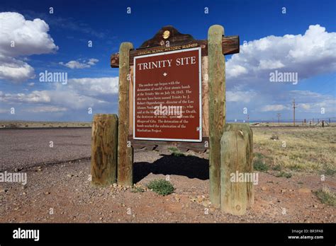 An historic marker in New Mexico for Trinity Site, the site of the ...