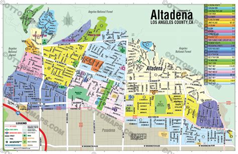 Altadena Map, Los Angeles County, CA - FILES: PDF and AI FILES, vector ...