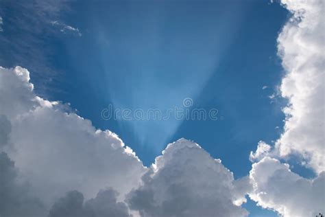 Beam of Light through the Clouds. Rays of Light Shining through Clouds. Ultraviolet Rays Concept ...