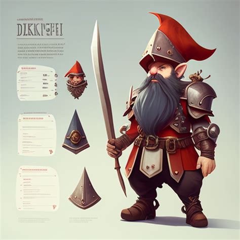 sandcrawlermusk: A gnome knight wearing a tall red cap and a set of ...