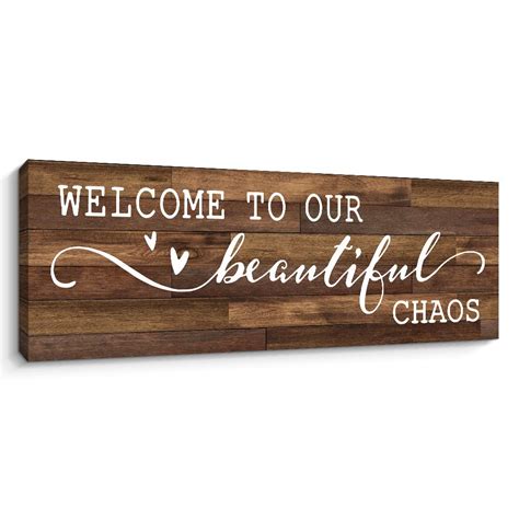 Buy Pigort Funny Welcome Signs, Welcome to Our Beautiful Chaos Wall Art, Welcome Home Sign ...