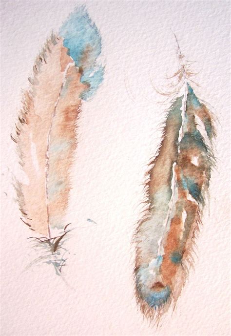 The Gift Bird Feathers Watercolor Painting by NestHavenStudio