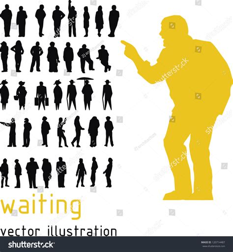 Waiting People Vector Silhouettes - 120714487 : Shutterstock