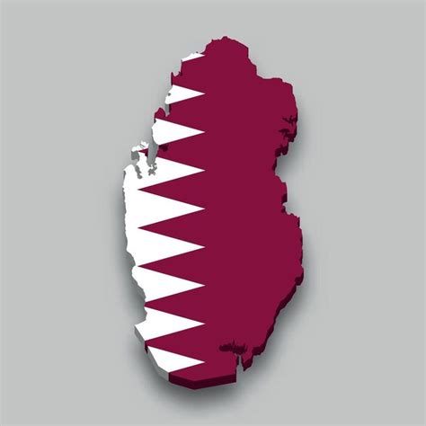 3d isometric Map of Qatar with national flag. | Isometric map, National ...