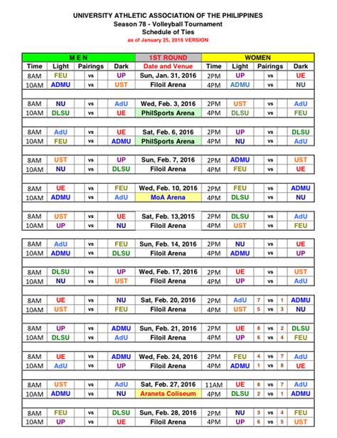 LOOK: UAAP Season 78 women's volleyball schedule | Inquirer Sports