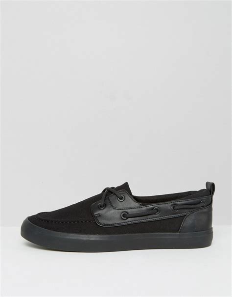 Asos Boat Shoes In Black, $12 | Asos | Lookastic