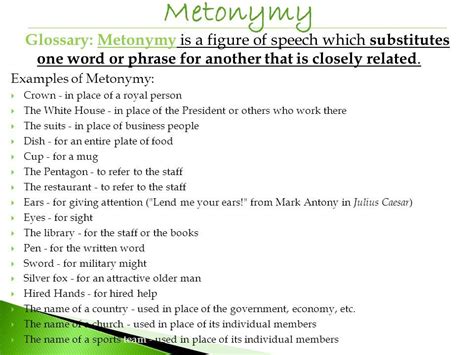 Image result for examples of metonymy Poetry Unit, Figure Of Speech, One Word, Glossary, Sample ...