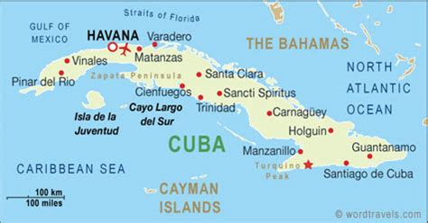 Cuba Map, Cuba Travel Maps from Word Travels