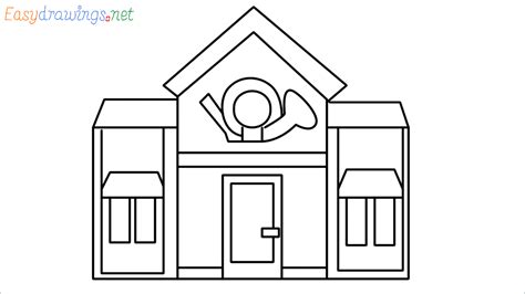 How To Draw Post office Step by Step - [11 Easy Phase] - [Emoji]