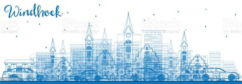 Outline Windhoek Skyline With Blue Buildings Stock Illustration - Download Image Now - Africa ...