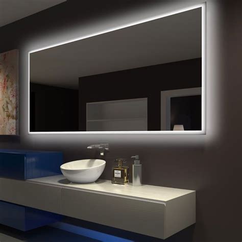 Rectangle Bathroom Mirror with LED Backlight | Backlit bathroom mirror, Round mirror bathroom ...