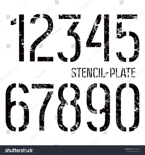 Stencilplate Numbers Military Style Shabby Texture Stock Vector (Royalty Free) 321646013 ...