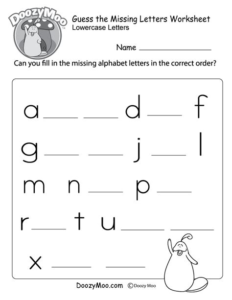 Missing Letter Worksheets (Free Printables) - Doozy Moo