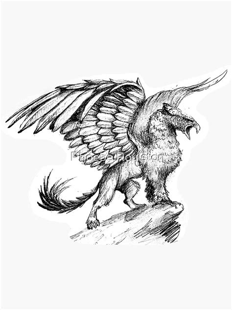 "Black and White Gryphon" Sticker for Sale by Phoebe Roulston | Redbubble