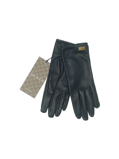 Gucci 100% Leather Solid Black Blue Gloves Size Med (7.5) - 42% off ...