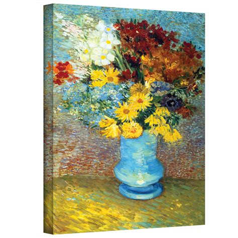 ArtWall ''Flowers in Blue Vase'' by Vincent Van Gogh Painting Print on ...