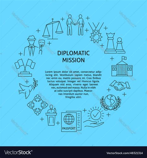 Diplomatic mission round line banne Royalty Free Vector