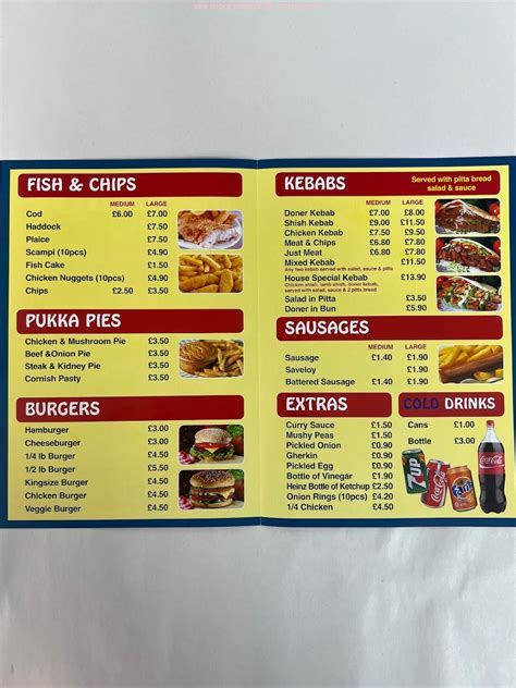 Menu at Mr Chips fast food, Dunstable, 142 Chiltern Rd