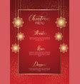 Christmas menu with snowflake design Royalty Free Vector