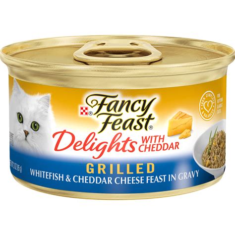 Fancy Feast Gravy Wet Cat Food, Delights Grilled Whitefish & Cheddar ...