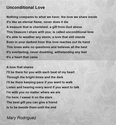 Unconditional Love by Mary Rodriguez - Unconditional Love Poem