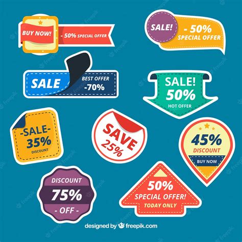 Free Vector | Collection of sale sticker in different colors