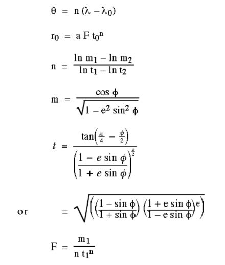 coordinate system - Calculating Grid Convergence for Lambert Conformal ...