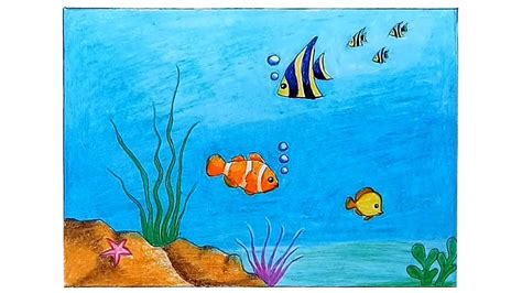 How to draw Scenery of Underwater step by step - YouTube