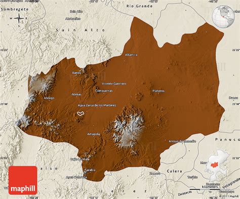 Physical Map of Fresnillo, shaded relief outside