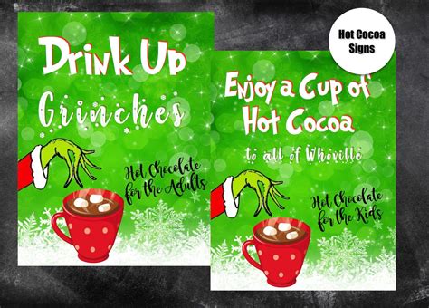 Christmas Printable Sign-The Grinch- Instant Download- Hot Cocoa Printable Sign for Adults and ...