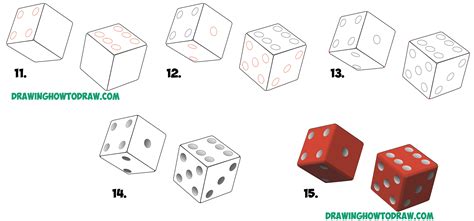 Learn How to Draw Rolling / Rolled Pair of Dice with Simple Steps Drawing Lesson for Beginners